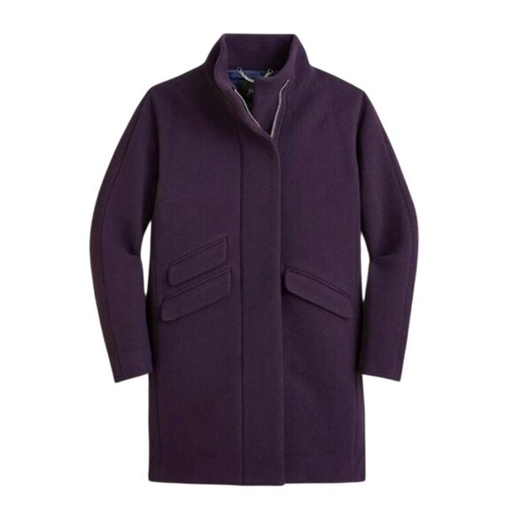J. Crew Womens 2P Cocoon Coat Italian Stadium Cloth Nello Gori Purple Wool Blend - Picture 9 of 15